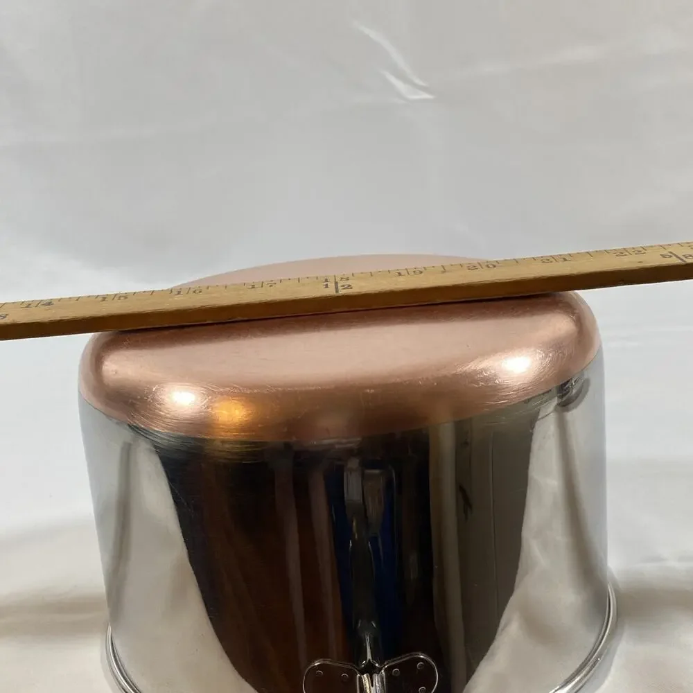 Revere Ware 3 Qt Saucepan W/ Lid & Steamer Copper Bottom Stainless Steel Clinton